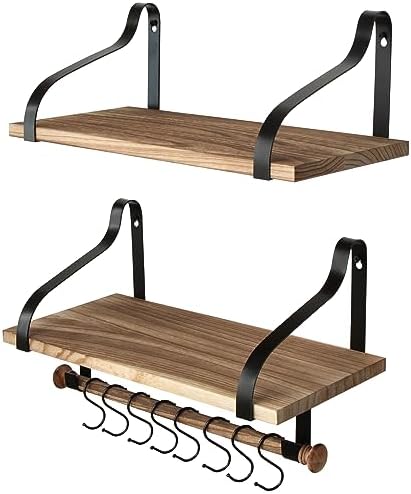 Gurfury Wooden Hanging Pot Rack with 8 Hooks - Farmhouse Style Wall Mount Multifunctional Cookware Organizer Rack Kitchen Storage for Pans Utensils (Natural) by Gurfuy