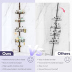 SWTYMIKI Shower Caddy Tension Pole - 4-Tier Corner Shower Organizer Tension Rod with Soap Holder, Toothbrush Holder & 4 Hooks, Adjustable Stainless Steel Bathroom Organizer 27.6 to 108.3 inch, Bronze - Image 2