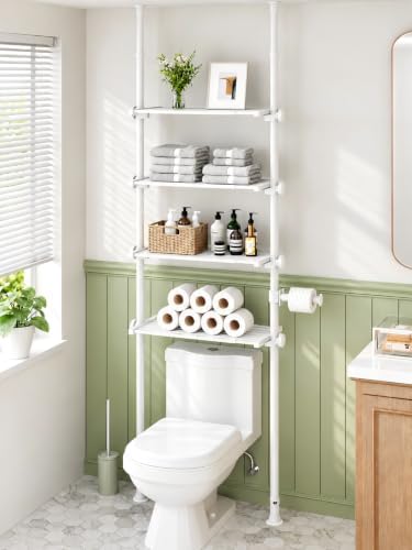 ALLZONE Tension Mount Over The Toilet Storage Shelf, No-Drill, Slim Design by ALLZONE