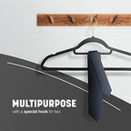 KEPLIN Velvet Hangers 20 Pack - Non-Slip Clothes Hangers with Tie Bar & 360° Hook - Durable & Sturdy, Space-Saving Wardrobe Organisers for Suits, Jackets & Clothes- Home Storage Solution (Black) - Image 6
