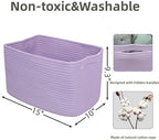 XUANGUO Woven Cotton Rope Storage Baskets 15x10x9.3" 3 Pack Purple Lavender - Image 2