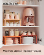SONGMICS Cabinet Organizer Shelf, Set of 3 Spice Rack, Kitchen Storage - Image 2