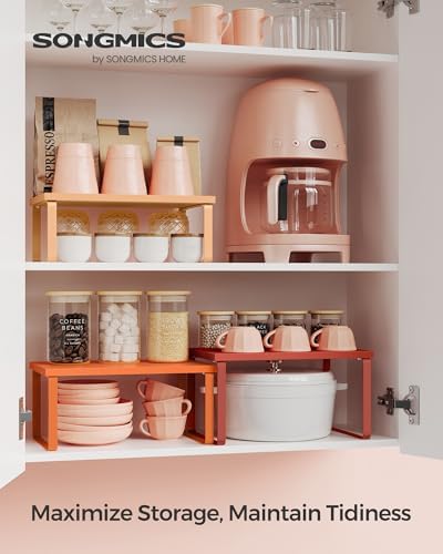 SONGMICS Cabinet Organizer Shelf, Set of 3 Spice Rack, Kitchen Storage - Image 2