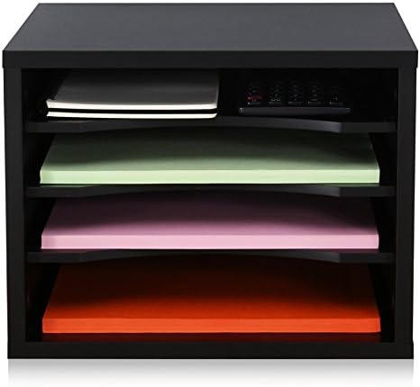 FITUEYES Wood Desk Paper Organizer for Home Office, Black by FITUEYES