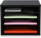 FITUEYES Wood Desk Paper Organizer for Home Office, Black by FITUEYES