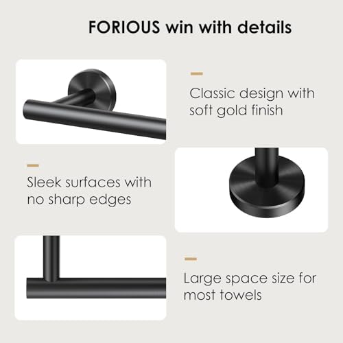 FORIOUS Towel Bar Towel Racks for Bathroom Wall Mounted 21" Matte Black - Image 5