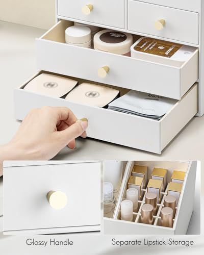 VLANDO Makeup Organizer Countertop with 4 Drawers,White - Image 5