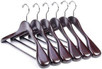 Nature Smile Wooden Coat Suit Hangers Womans Wood Jacket Outerwear Shirt Hangers Anti Slip Bar with Screw 6 Pack (16 inch Mahogany) by NatureSmile