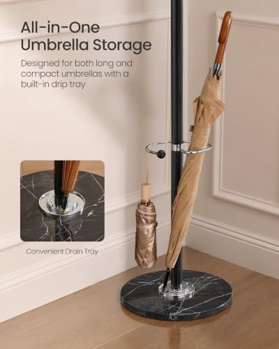 SONGMICS Freestanding Coat Rack, Marble Base, 18 Hooks, Umbrella Holder - Image 5
