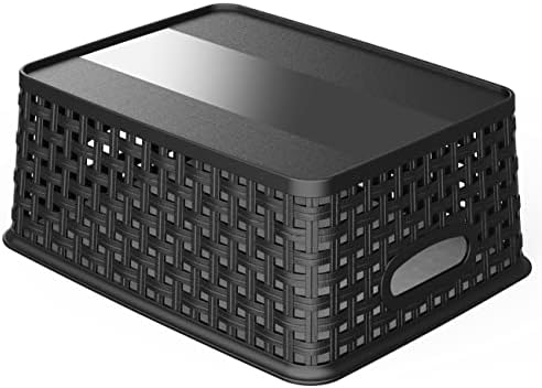 WYT 12-Pack Plastic Small Shelf Storage Weave Baskets for Organizing, Black - Image 3
