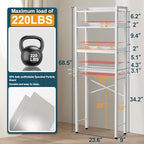 Over The Toilet Storage Cabinet,4 Tier Bathroom Organizer and Storage With Adjustable Shelf Waterproof Feet Pad and Basket Multifunctional Space Saver Freestanding Bathroom Shelves With Dividers White - Image 2