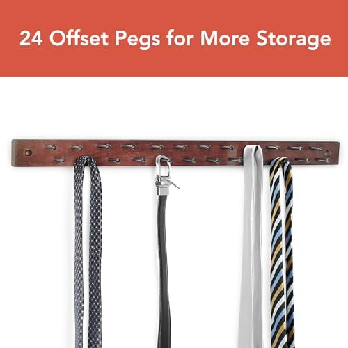 Spectrum Diversified Wooden Closet Wall Mount Storage Rack, 24 Peg Tie, Belt, Scarf and Jewelry Organizer One Coffee - Image 3