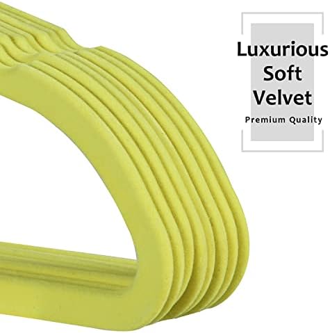 VECELO Premium Velvet Clothes Hangers Suit Heavy Duty (50 Pack)-Non Slip & Space-Saving with 6 Finger Clips & Tie Rack Excellent for Men and Women,Yellow - Image 4