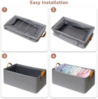 SNWDN 6 Pack Closet Cloth Storage Bins with Handles（Grey 16.5''L x 11.8''W x 9.8''H） - Image 3