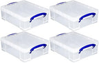 Really Useful Box 4 Pack Storage Bins, Clear Plastic Stackable Organizing Totes, 8.1 Liter by ReallyUsefulBox
