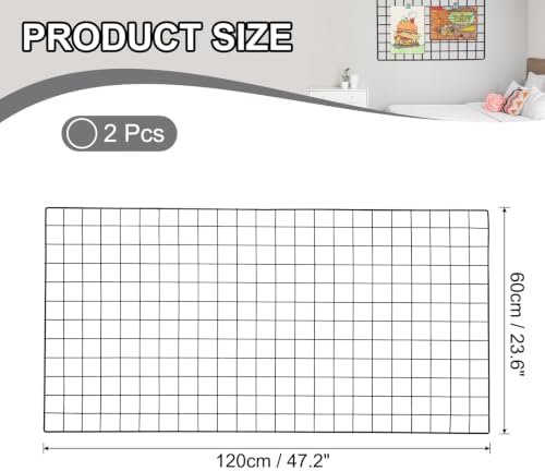 PATIKIL Wire Grid Panels Gridwall Panel 47" x 24" Black 2Pcs - Image 2