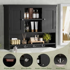 Bathroom Wall Cabinet with Doors and Hooks, 3-Tier Wall Mounted Cabinet - Image 5