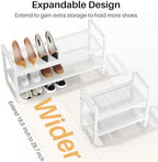 Expandable Metal Shoe Rack for Closet, Entryway & Garage, 2-Tier, White - Image 4