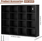 Wesiti Tie Box Organizer Wall Mounted Tie Rack with 16 Compartments Bamboo Belt Holder for Men Scarf Necktie Home Wall Closet(Black Color,1 Piece) - Image 3