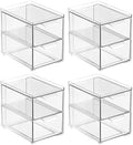 mDesign Stackable Storage Containers Box with 2 Pull-Out Drawers - Stacking Plastic Drawer Bins for Closet Organization, Linen, Coat, Bedroom or Entryway Closets - Lumiere Collection - 4 Pack, Clear by mDesign