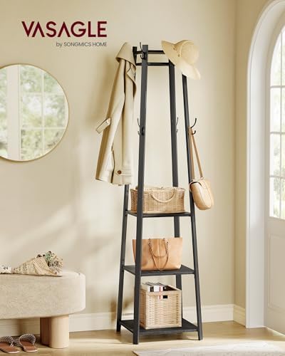 VASAGLE Coat Rack Freestanding, Hall Tree with 4 Shelves - Image 2