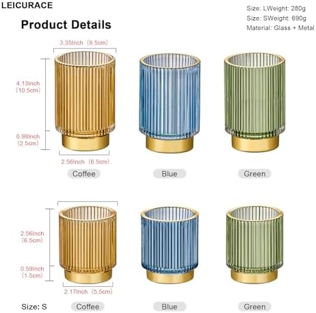 Makeup Brush Holder Organizer,Toothbrush Holders,Desk Pen Pencil Holder,Multifunctional Vintage Glass Brush Cup（S+L/Gold/A3-2-US） - Image 2