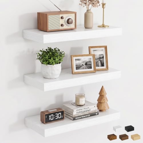 Dreamland 20 Inch Floating Shelves for Wall, Set of 3, White by Dreamland