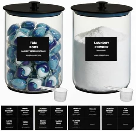 2 Pack 1 Gallon Glass Laundry Detergent Dispenser for Powder-Black by Unknown
