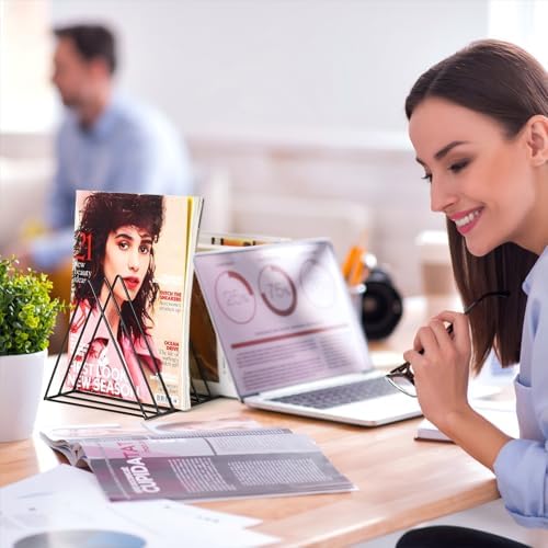 Thenshop 9 Pack Triangle File Storage 9 Slot Magazine File Storage Iron Desktop Magazine Organizer Vinyl Record Stand Holder Triangle Bookshelf Decor for Desk - Image 6