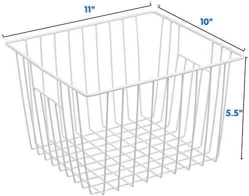 4 Pack Wire Storage Baskets for Organizing, Freezer Organizer Bins, Pantry Organization Bins Cabinets - Metal Basket Kitchen, Laundry, Fridge, Bathroom Countertop Organizer, Pearl White - Image 2
