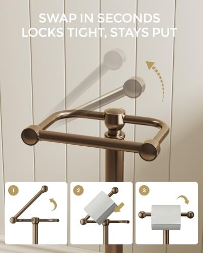 Toilet Paper Holder Stand, Bronze Toilet Paper Holder Free Standing, Post Pivoting Design & Stable Weighted Base SUS304 Stainless Steel for Bathroom (Mega Roll) - Image 3