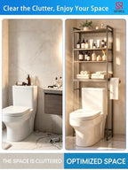 Over The Toilet Storage Cabinet, 4-Tier Bathroom Organizer (Grey) - Image 7