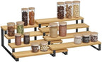 SONGMICS Display Risers, Set of 2 Engineered Wood Perfume Organizer Stand, 4-Tier Cupcake Stand Holder, Spice Rack, Shelf Risers for Figures, Dessert Shelves, Natural Beige and Ink Black UKCS216N01 - Image 7