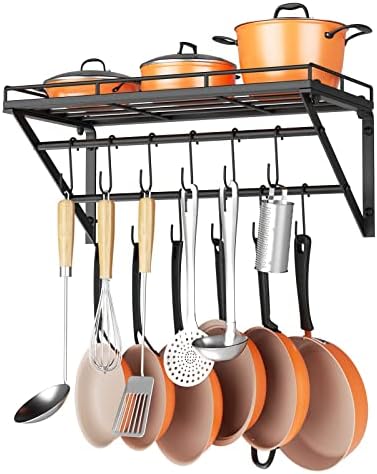 OROPY 23" Pot Rack Wall Mounted, Pot Organizer with 2 Tier Hanging Rails by OROPY