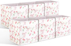 Geelin 6 Pcs Pink Bow Cherry Cube Storage Bins 11 in Basket with Handle by Geelin