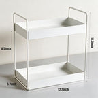 2 Tier Bathroom Counter Organizer, Vanity Storage Shelf, White - Image 2