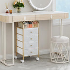 SWTYMIKI Rolling Makeup Organizer Cart - Under Desk Vanity Makeup Storage with 4 Non-woven Drawers, Nail Cart Organizer Cosmetic Display Cases Cabinet for Skin Care Perfume Nail Polish Brush Hair Tool - Image 5