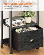 Furologee 6 Tier Bookshelf with Drawer, Tall Narrow Bookcase, Black Oak - Image 4