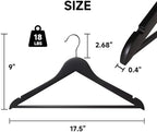 Wooden Clothes Hangers with Pants Bars, Black, 96-Pack - Image 2