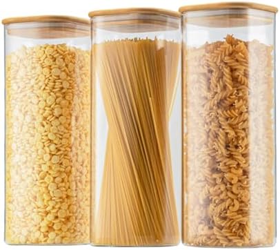 D2scrma 71oz/2.2Qt Square Glass Storage Containers with Lids 3-Pack by Delicatedtoservicecustomer