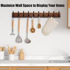 Gohiuo Rustic 38.6" Large Coat Rack Wall Mount, Long Wood Coat Hooks with 10 Triple Hooks, Heavy Duty Wooden Coat Hanger Wall Mount for Entryway, Farmhouse Hanging Jackets, Coats, Hats, Bags,Towel - Image 6