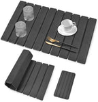Large Stone Dish Drying Mats for Kitchen Counter, Fast Drying Collapsible Drying Mat, Eco-Friendly Absorbent Diatomaceous Earth Mats for Dishes Cups, Match Any Countertop (Dark Gray 24"×16" & 8"x4") by tdcokhe