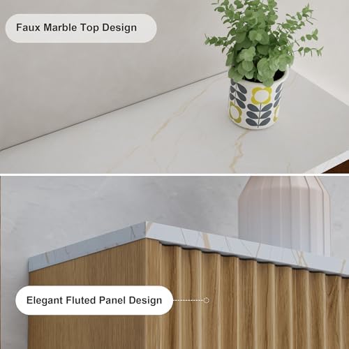 FerniTry Farmhouse Bathroom Wall Cabinet Fluted,Medicine Cabinet Over The Toilet Storage Cabinet with Adjustable Shelf, Wood Wall Mounted Storage Cabinet Organizer (Oak, Medium) - Image 5
