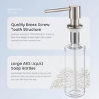 KIBI Kitchen Sink Soap Dispenser | 8.5 oz Countertop Refillable Bottle | Easy Top Refill Pump | Durable Brass Build with Rust-Resistant Finish | Perfect for Kitchen, Bar, Laundry (Brushed Nickel) - Image 6