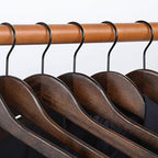 TOPIA HANGER Heavy Duty Wood Coat Hangers in Smooth Retro Finish, Boutique Quality Wooden Suit Hangers-Thicker Non-Slip Rubber Pants Bar and Extra Smoothly Cut Notches-360° Black Hook-18 Pack CT04A - Image 6