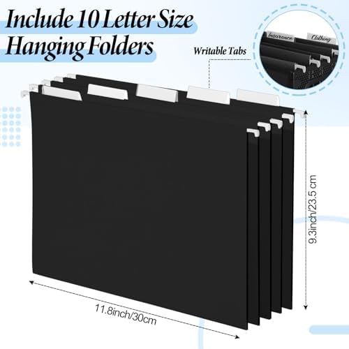 2 Pack Hanging File Holder, 10 Hanging Folders,Black,Small - Image 3