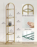 VASAGLE 5-Tier Corner Shelf Stand, Tempered Glass, Steel Frame - Image 3