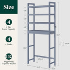 Smiry Bamboo Over The Toilet Storage Cabinet, 4 Tier, Grey - Image 2