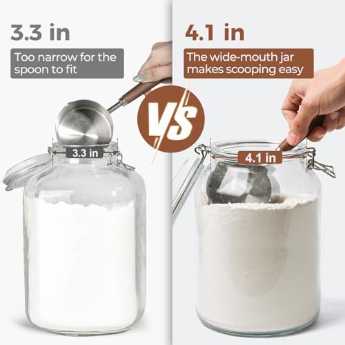 ComSaf Large Glass Jars with Airtight Lids 1.1 Gallon 2 Pack Wide Mouth - Image 3