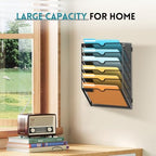 SUPEASY 6 Tier Wall File Organizer, Hanging Wall Mounted Mail Organizer with Label Slots, Metal Mesh File Holder Magazine Rack for Office, Home, School or Classroom, Black, 2Pack - Image 2